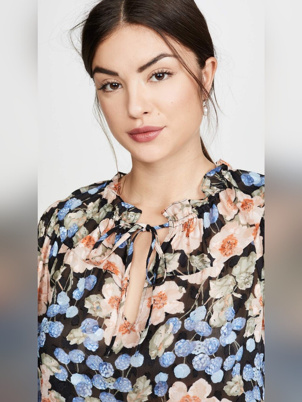 Rebecca Taylor Women's Long Sleeve Floral Blouse Silk Blend - Picture 5 of 13